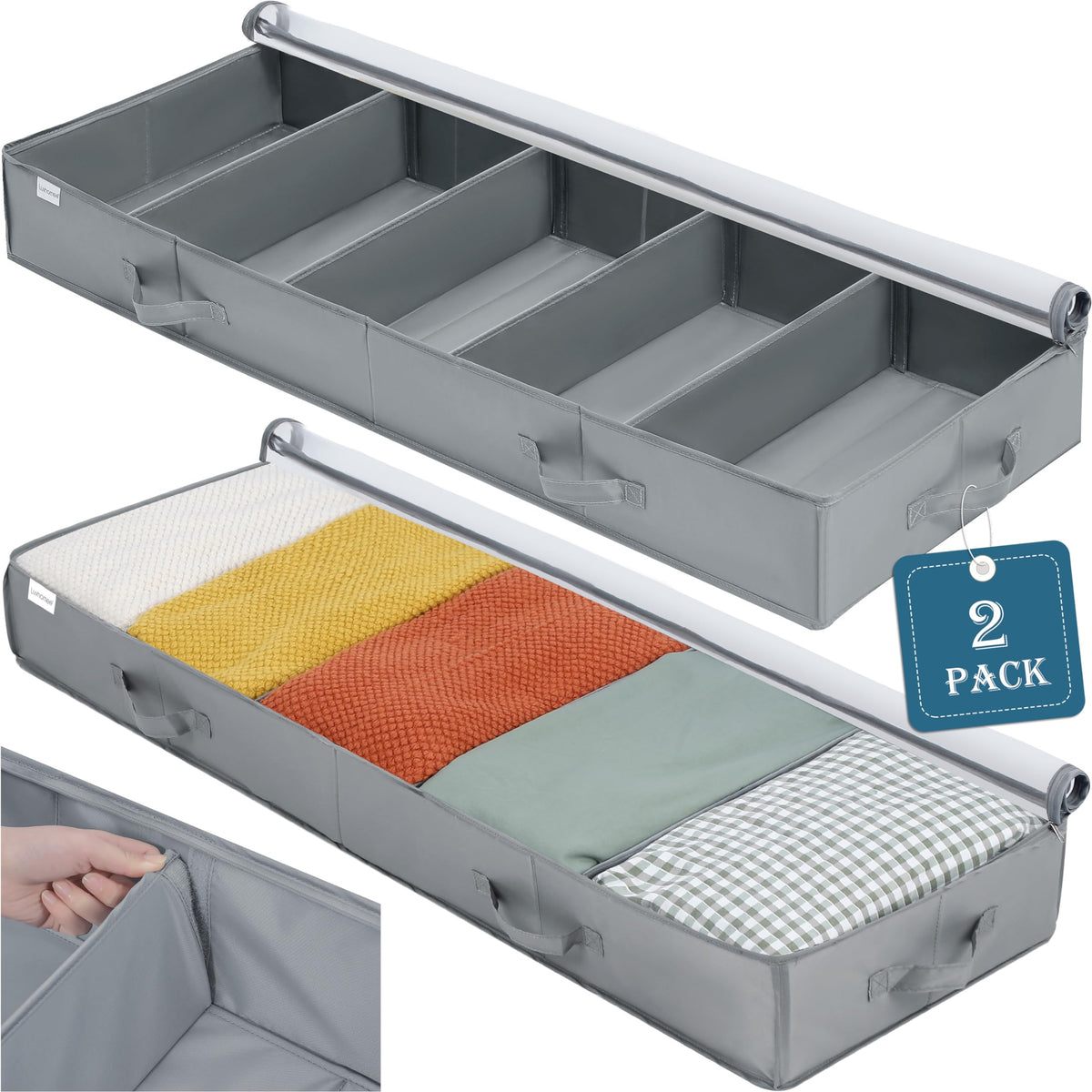 Under Bed Storage Containers, 2 Pack Under the Bed Bags - Image 1