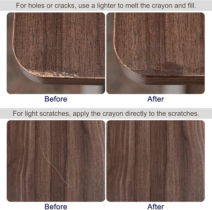 Unifizz Wood Wax Filler Stick, Furniture Crayons Wooden Repair Filler Stick Touch Up Wax Paint Pens for Scratches Holes Floor Laminate Door Tables, Light French Beige,2 Count