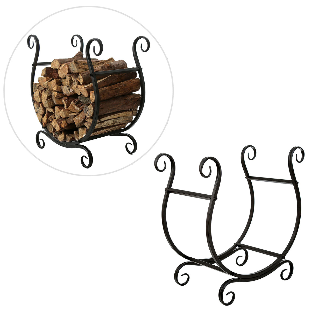 MyGift Black Metal Freestanding Firewood Rack | Home Organization - Image 1