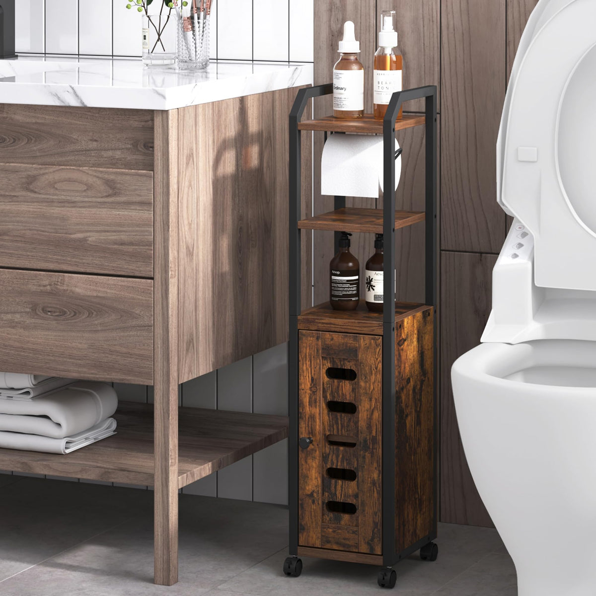 Hzuaneri Bathroom Storage Cabinet, Toilet Paper Storage Cabinet - Image 1