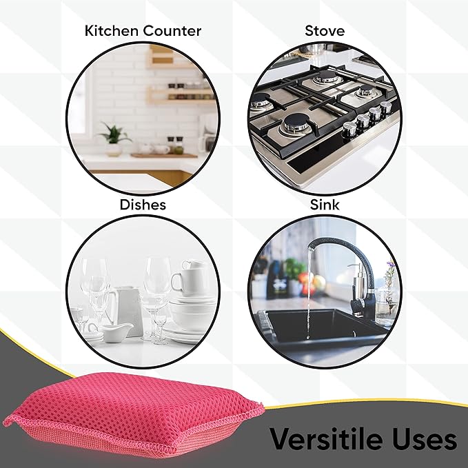 Microfiber Sponges for Dishes Kitchen Sponges Non-Scratch Sponge Dish Scrubber Pack of 9 Heavy Duty Household Cleaning Sponges Multi-Purpose Cleaning Supplies Dish Sponge Kitchen Sponges