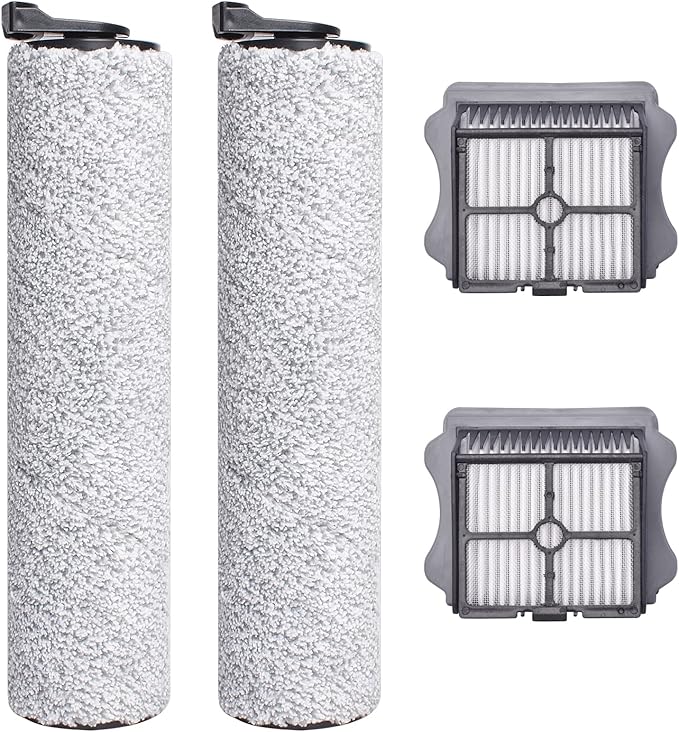 S5 Steam Roller Brush Replacement Parts for Tineco Floor ONE S5 Steam Vacuum Cleaner, 2 Pack Brush Rollers and 2 Pack Vacuum HEPA Filters for Tineco Cleaning Solution Refill