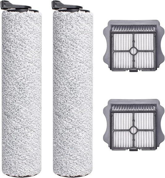 S5 Steam Roller Brush Replacement Parts for Tineco Floor ONE S5 Steam Vacuum Cleaner, 2 Pack Brush Rollers and 2 Pack Vacuum HEPA Filters for Tineco Cleaning Solution Refill