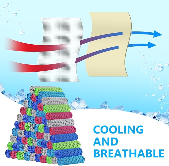 Shellwei 100 Pack Cooling Towels,40"x12" Ice Breathable Soft Chilly Sweat Rag Microfiber Workout Rags for Gym Cooling Towels for Neck and Face for Yoga Golf Sport Running (5 Colors)