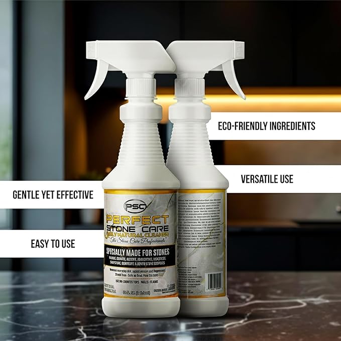 PSC Daily Natural Stone Cleaner, Cleans and Degreases Marble, Granite, Limestone, and Tavertine, Safe Ingredients, Effective Formula - 32 oz