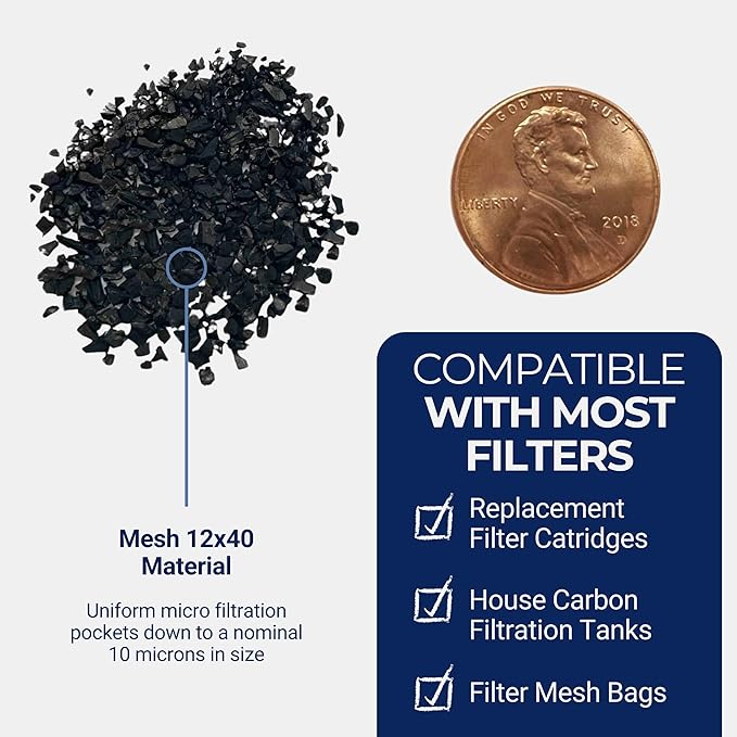 IPW Industries Bulk Activated Carbon - Coconut Shell Granular Activated Charcoal (GAC) for Water Filtration - Replacement Media for Pre and Post Carbon Water Filters (25 lbs)