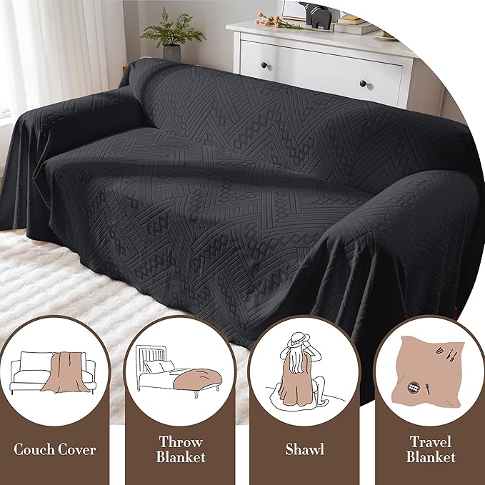 Waterproof Couch Cover, Reversible Washable Anti-Slip Loveseat Sofa Covers with 2 Cushions, Sectional Couch Covers for Pets, Sofa Slipcovers for Dogs Cats, 71x91in/Black