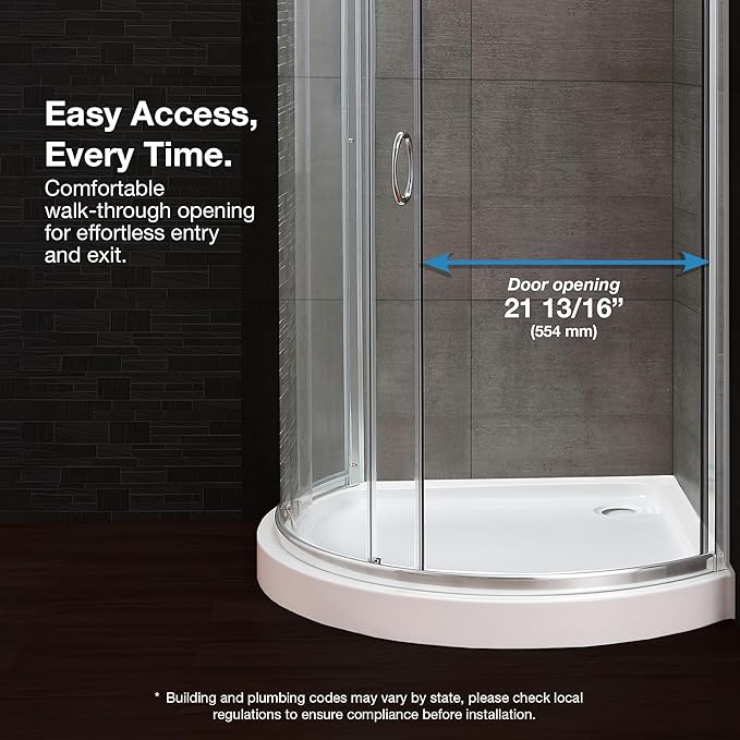 OVE Decors Breeze 34 in. Corner Shower Clear Sliding Door with Base in Black Finish