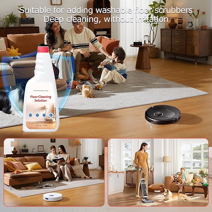 3 Pack Floor Solution for Roborock Floor Cleaning Solution Citrus Scented, Residue & Streak Free Deep Clean for Hardwood, Compatible with Roborock Saros 10/10R/Z70, Q7 Q8 Q10 S7 S8 Qrevo Series