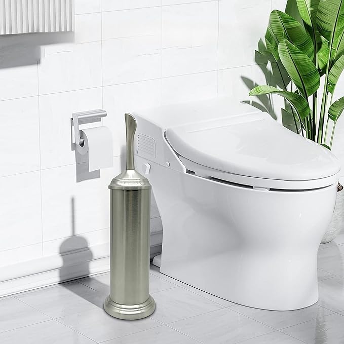 Vince Camuto Toilet Bowl Brush with Holder, Durable Bathroom Cleaning Tool, Modern Design for Easy Toilet Maintenance, Bathroom Cleaner Brush for Efficient Cleaning and Hygiene