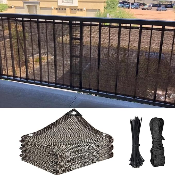 Fence Privacy Screen Balcony Sun Shade Cloth 6'6"x13' 80% Shade Fabric Outdoor Patio Screens Mesh Panels Apartments Railing Cover UV Protection for Backyard Garden Porch Deck