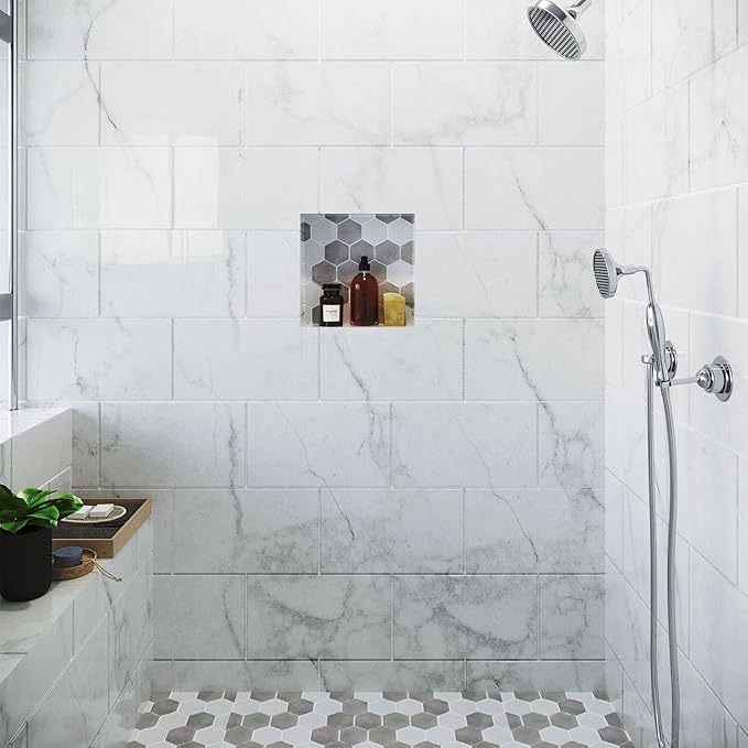 Houseables Shower Niche, Shower Niche Insert Tile Ready, 12x12 Inch, Recessed Bathroom Storage, in Wall Shelf, Cubby Inserts, Recessed Shampoo Caddy, Inset Shelves, Built in Nook, Soap Box, Prefab