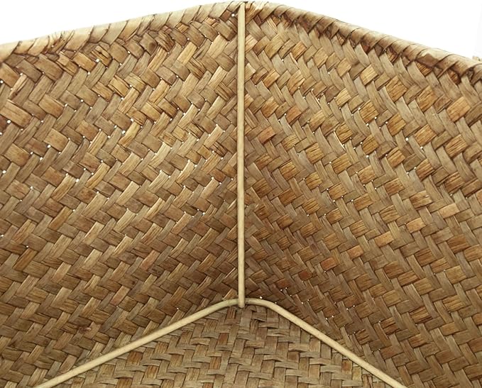 Wicker Storage Baskets with Lid, Set of 2 Handwoven Seagrass Household Organizer Basket Bins Decorative Boxes Storage Containers for Shelves Drawers Desk Closet Pantry Playroom Classroom