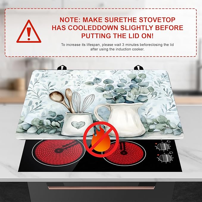Stove Top Cover Flower Gas Stove Top Cover for Home Decoration Kitchen Pad Non-Stick Washable Cooktop Covers Countertop Protector Keep Stove Clean (Vase, 28L"x20W")