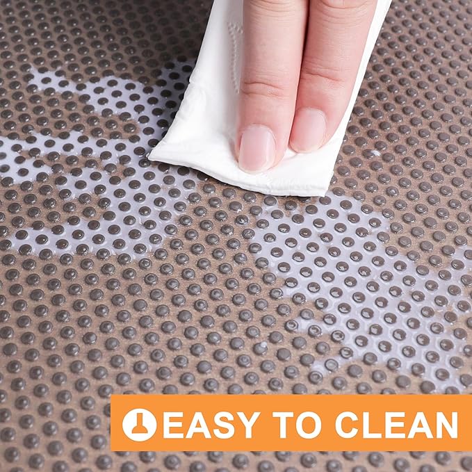 FLPMIX Kitchen Cabinet Drawer Liner: Clear Non-Adhesive Pantry Shelf Liner - Waterproof Easy to Cut Refrigerator Mat - Translucent Grey Bathroom Cupboard Liners for Shelves 15" x 240"