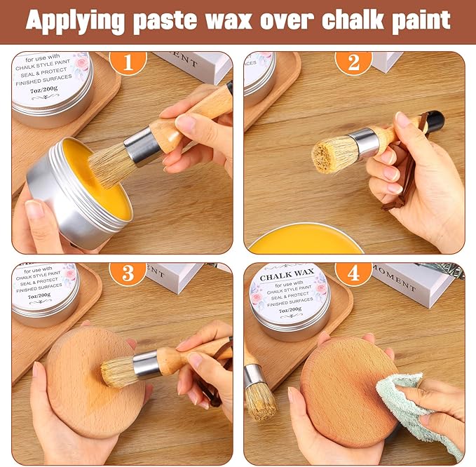2 Pcs Furniture Finishing Wax Clear Finishing Wax with 2 Brush Set 7 oz Sealing Wood Wax for Furniture Protective Chalk Paint Sealing Wax for Painting Waxing Interior Furniture