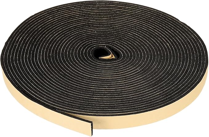 PATIKIL Foam Insulation Tape, 5/8" W x 1/8" t x 32.8FT Self Adhesive Weather Stripping Door Seal Strip for Door Window Air Conditioning, Black