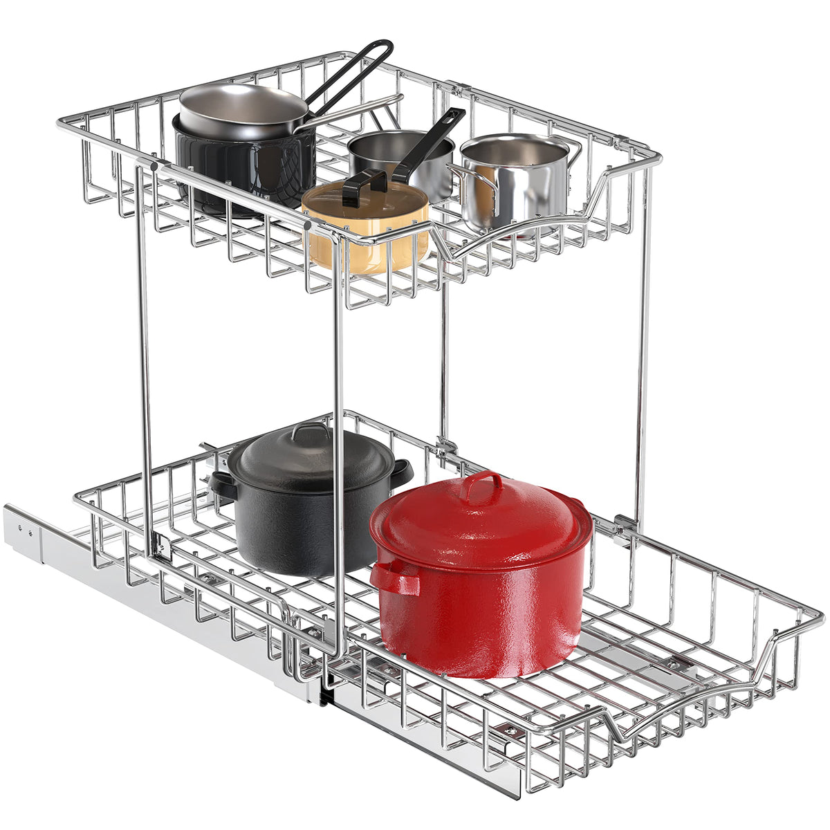 Simple Houseware 2-Tier (L+L) Pull Out Under Cabinet | Pull Out Organi - Image 1
