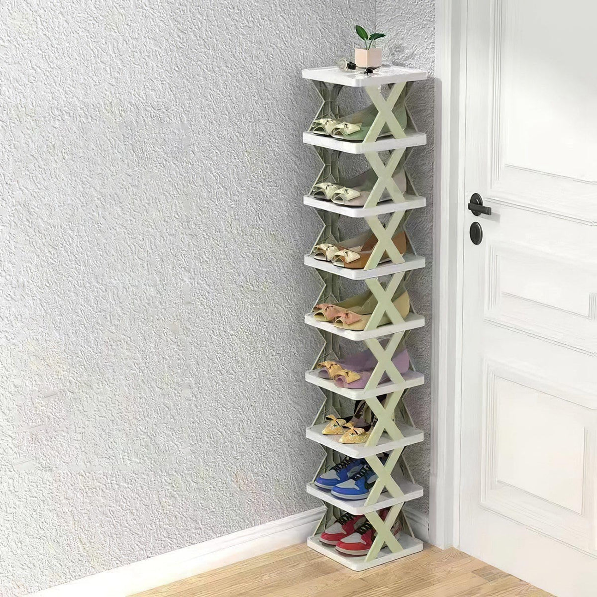 9Tier Narrow Entryway Shoe Rack Plastic Vertical Shoe Organizer - Image 1