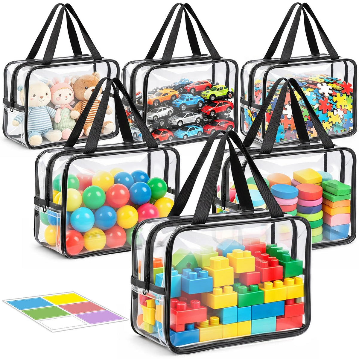 6 Packs Large Toy Storage Bags, Reusable Clear PVC Storage - Image 1
