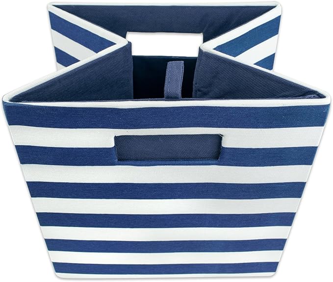 DII Polyester Cube Storage Collection Hard Sided Collapsible, 11x11x11, Nautical Blue