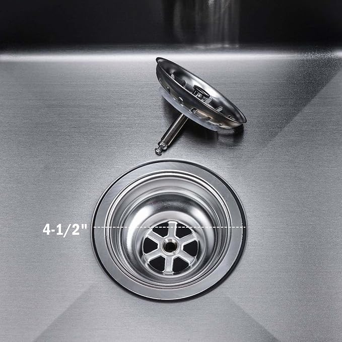 3-1/2'' ﻿Kitchen Sink Drain Kit Sink Drain Basket Sink Drain Assembly 304 Stainless Steel Sink Strainer Basket Stopper for Home Standard Kitchen Sinks （Tailpiece Included）