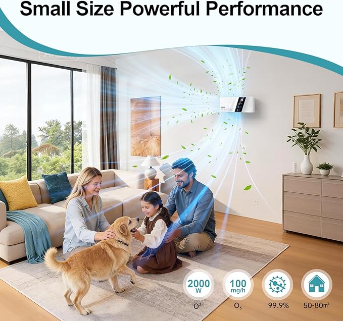 13 Modes Ozone Odor Eliminator for Strong Odor 99% Cat Litter Deodorizer Poof Odor Eliminator for Dogs, Negative Ion Air Purifier for Pets,Smoking, Painting, Kitchen,Toilet,Bedroom