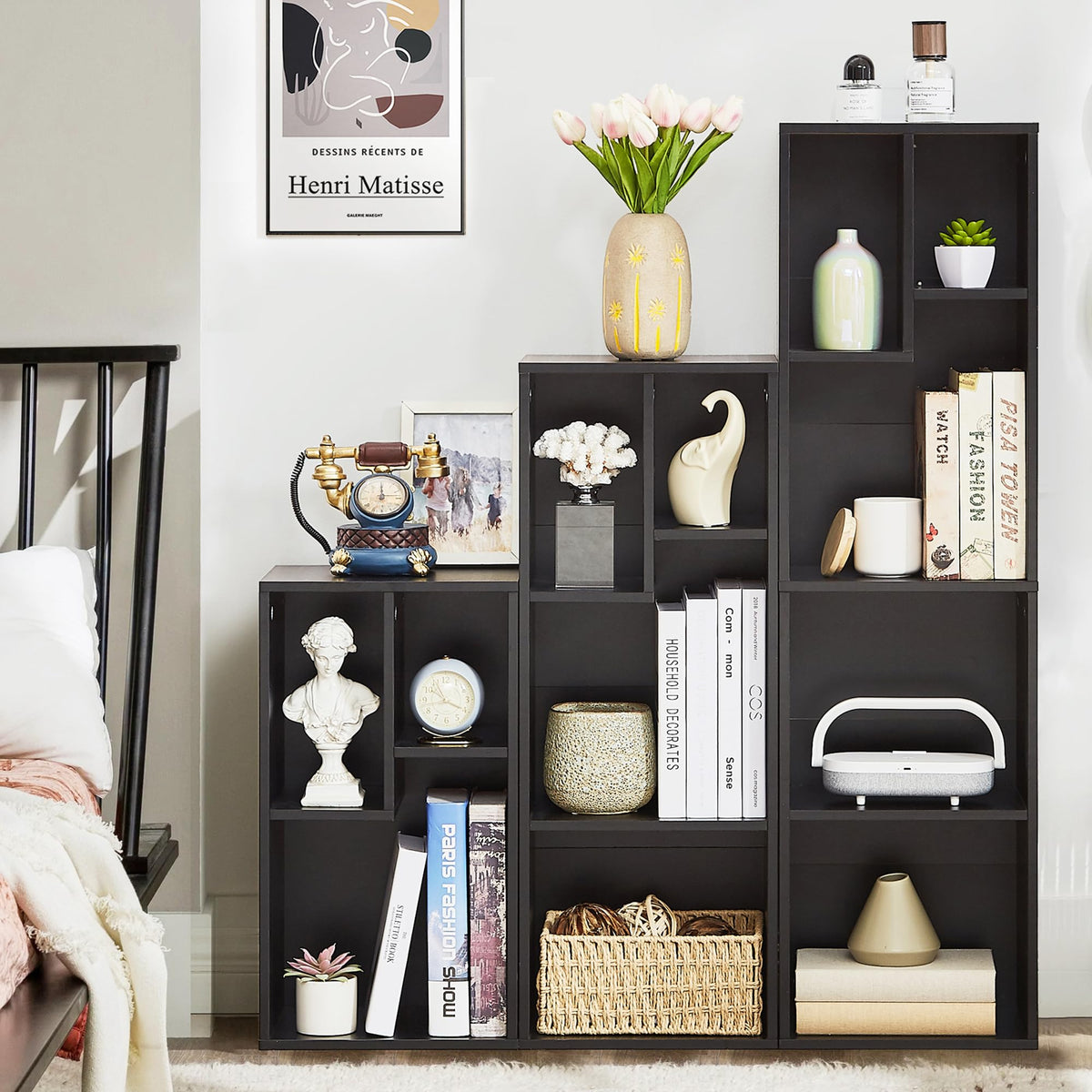 VECELO Narrow Bookshelf Set, Fits 9.3" × 10-12.8" Hardcovers - Image 1