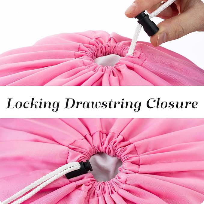 Nylon XL Laundry Bag - Locking Drawstring Closure, Machine Washable, These Large Bags Will Fit a Laundry Basket and Strong Enough to Carry up to Two Loads of Clothes (Pink | 30" x 40")