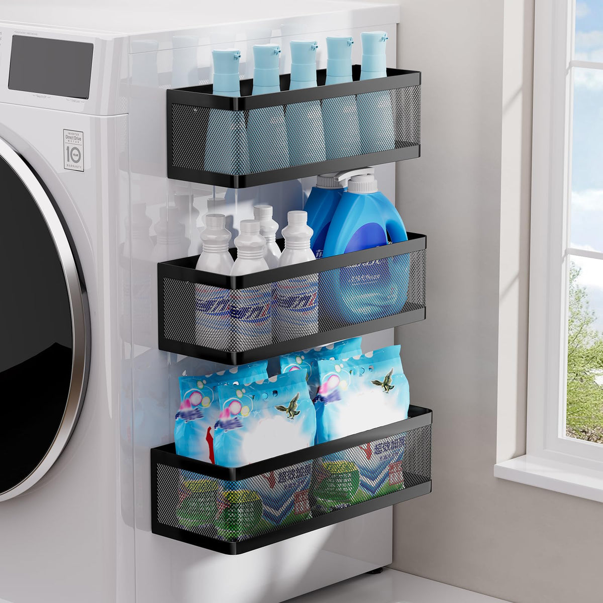 3 Pack Magnetic Shelves for Washing Machine，Laundry Organizer - Image 1