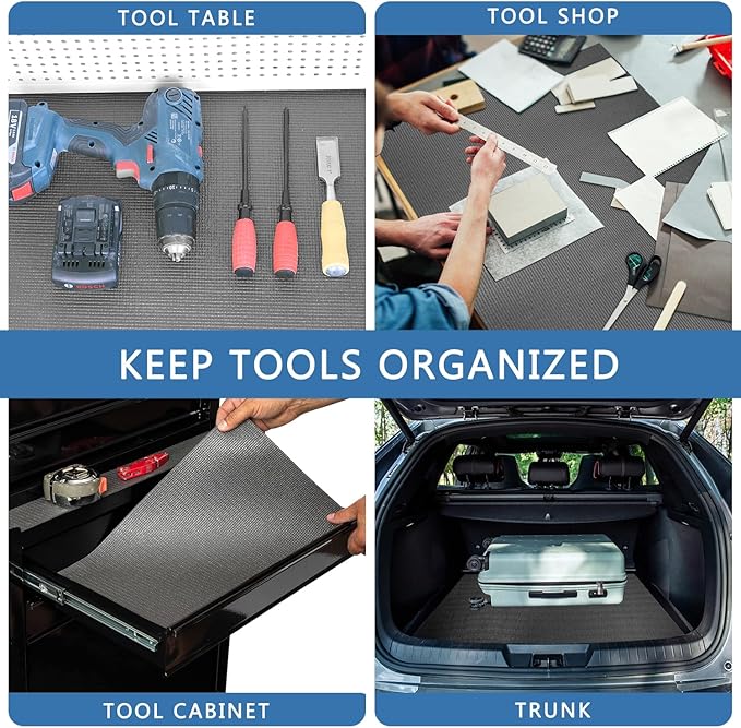 Foam Toolbox Liner Drawer Mat 1/8 Inch Thick X 20 Inch Wide X 24 Ft Long Gray, No Slip for Protecting Cabinet, Garage, Cart, Tool Box