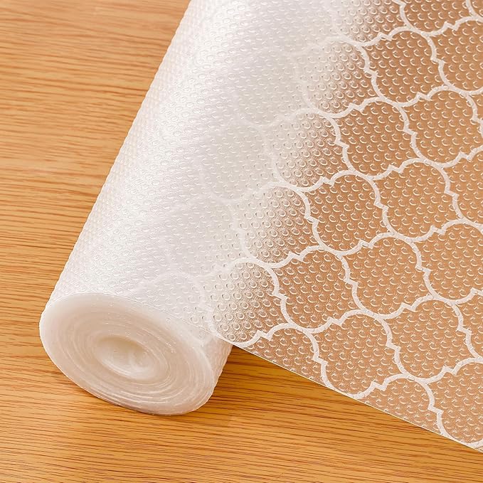 Cooyes Shelf Liner for Kitchen Cabinets – Non-Adhesive Waterproof EVA Liner for Drawers and Cabinets – Durable, Easy-to-Cut Shelf Paper with Modern Pattern