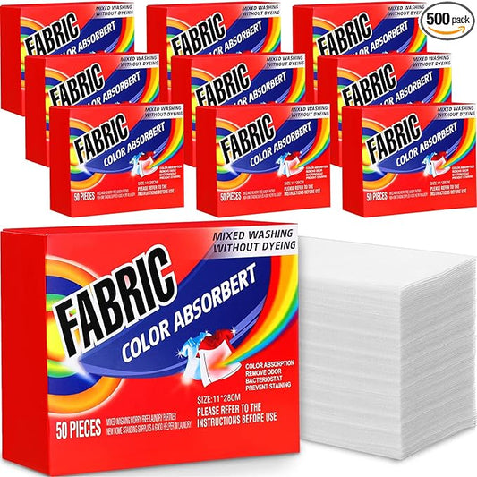 500 Pcs Color Absorber Laundry Sheets Color Dye Guard Sheets for Laundry Prevent Runs or Bleeds Fragrance Free Trapping for Home Apartment