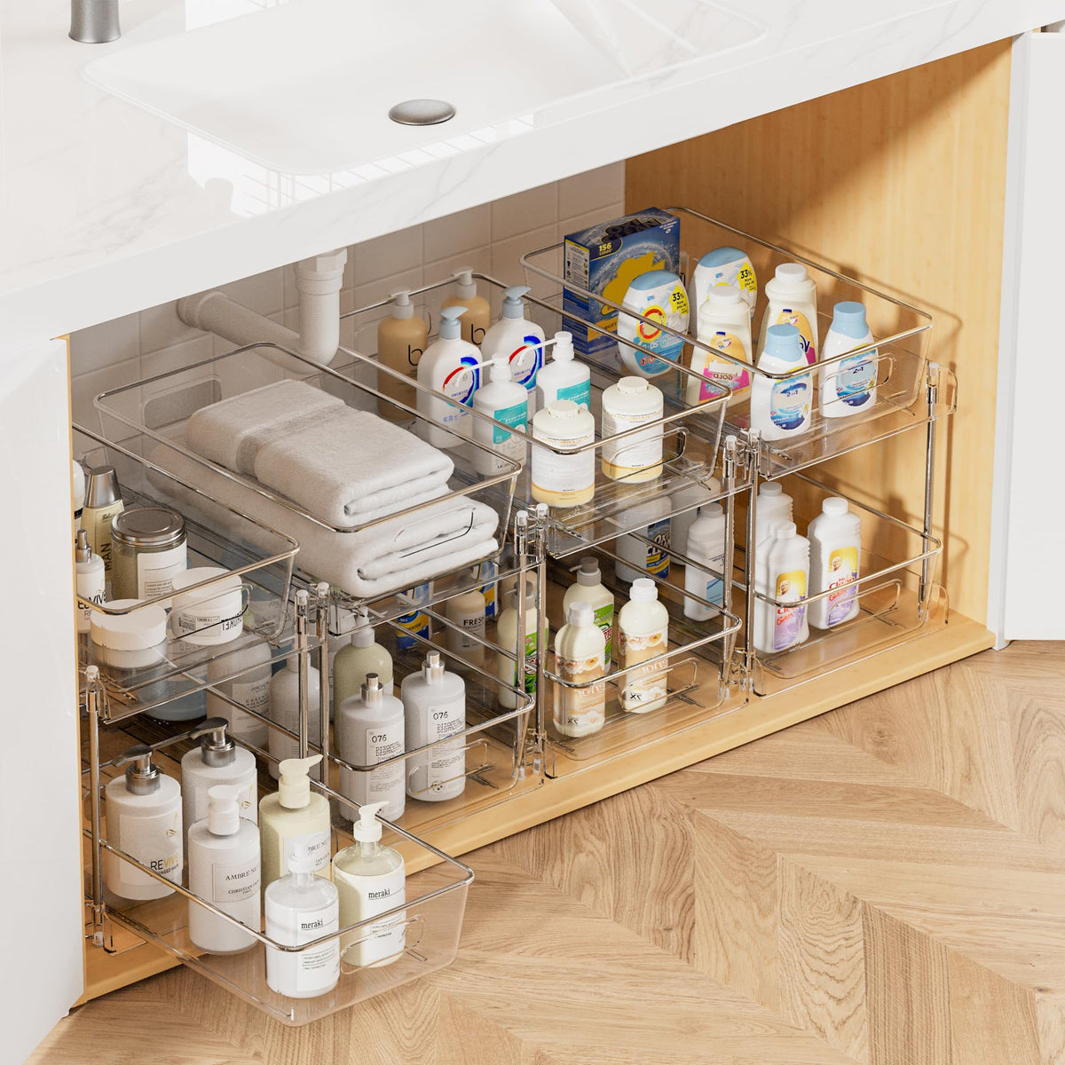 Vtopmart 4 Pack Pull Out Bathroom Under Sink Organiz | Under Sink Stor - Image 1