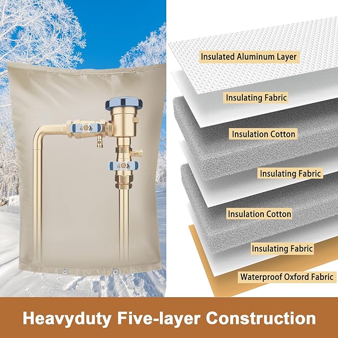 Backflow Preventer Insulation Cover,Pipe Insulation,Outdoor Pipe Covers For Winter Freeze Protection,Outdoor Faucet Covers For Winter Freeze Protection,Insulated Pipe Covers For Outside (16w*26h)