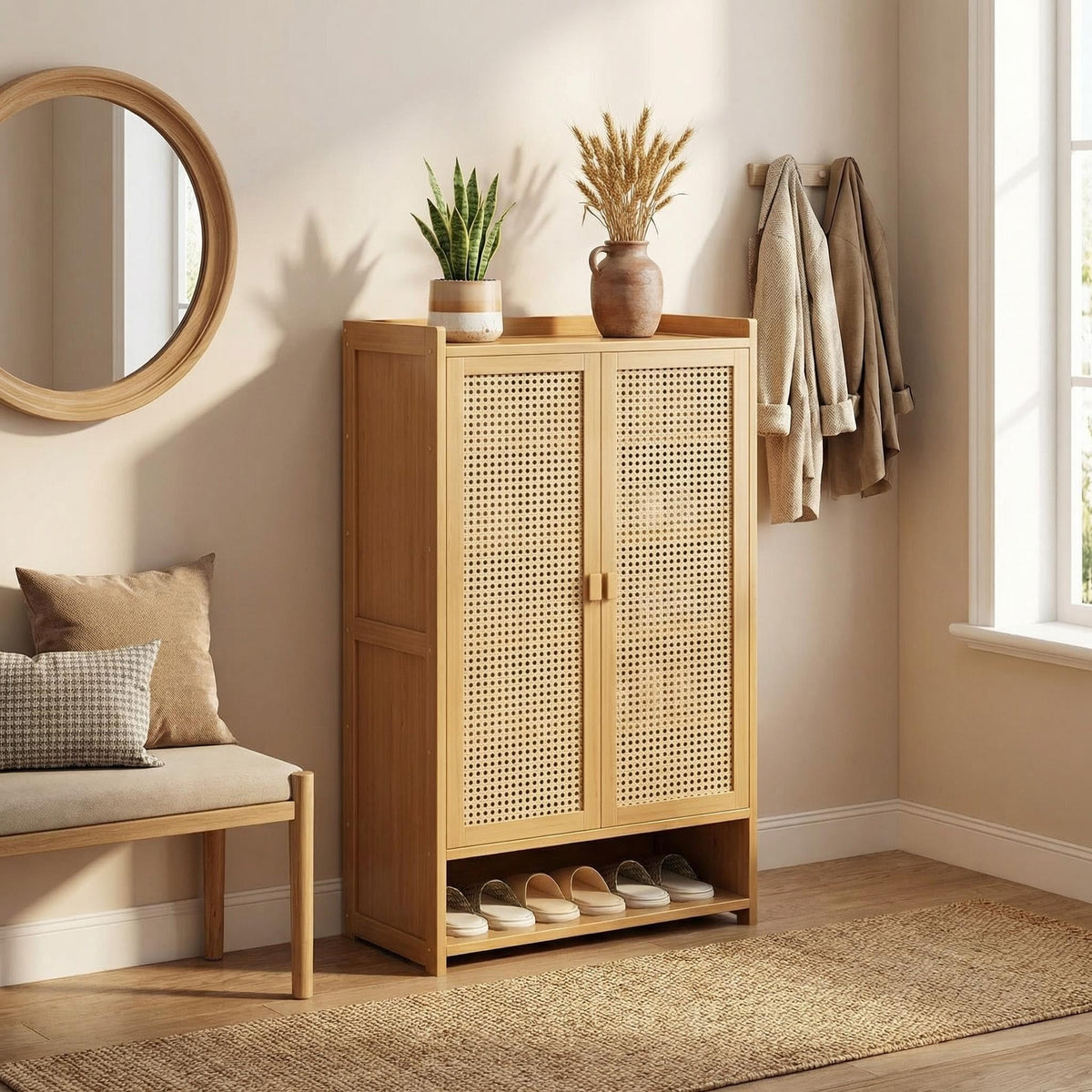 SACSTAR Shoe Storage Cabinet 23.6" L x 12.6" W x 36.6" H Compact - Image 1