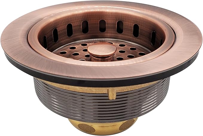 Westbrass D214-50-11 3-1/2" Post Style Large Kitchen Sink Basket Strainer, Antique Copper (50-Pack)