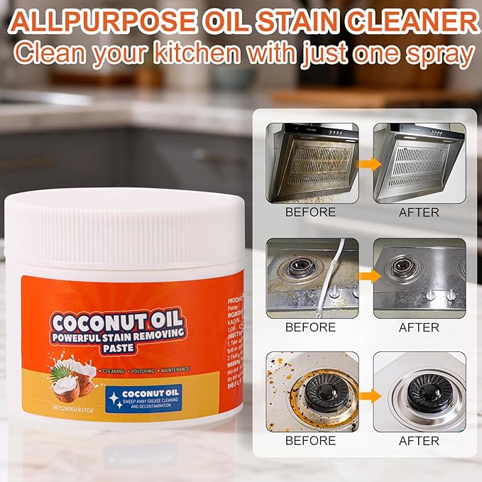 2-Pack Multi Purpose Powerful Cleaner,Heavy-Duty Degreaser Cuts Grease & Stains,Power Paste On Oven, Microwave, Stove - Non-Toxic & Fume-Free Oven Cleaner