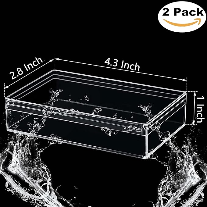 Acrylic Box for Candy 2 Packs Clear Acrylic Display Boxes Rectangle Candy Box with Lid 2 Pieces Plastic Jewelry Storage Box for Birthday Valentine's Day Party Favor Candy Pill and Tiny Jewelry