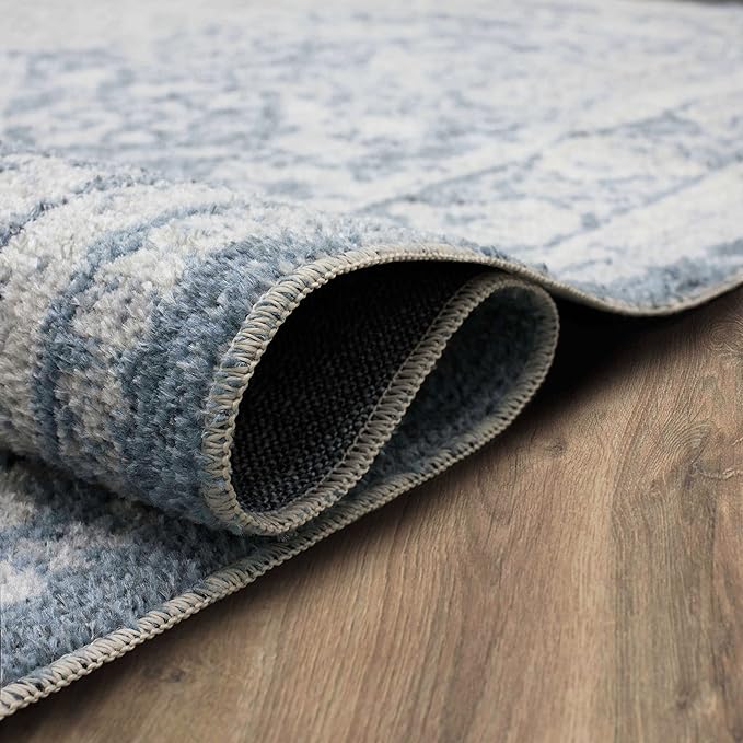 Mohawk Home Cassandra Abstract Ornamental Denim Blue 7' 10" x 10' Area Rug Perfect for Living Room, Dining Room, Office