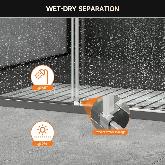 Frameless Shower Door, 56-60" W x 74" H 8mm Single Sliding Shower Door with 5/16" Clear Tempered Glass, Bathroom Glass Door for Walk-in Shower, Brushed Nickel