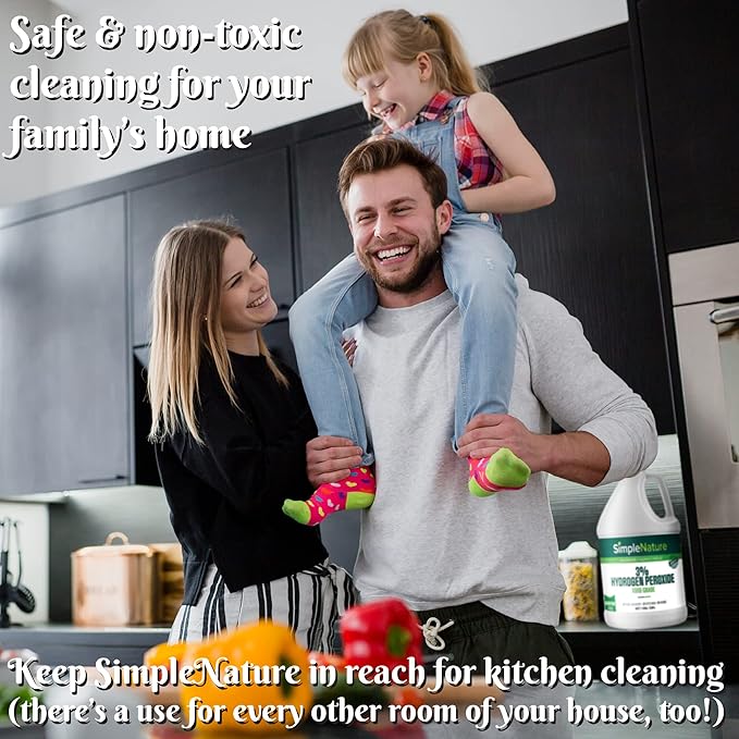3% Food Grade Hydrogen Peroxide Solution - 2 Gallons - Natural Multipurpose Cleaner - Made in USA - Ideal for Commercial, Residential, Kitchen, Bath, Laundry, and More - Ecofriendly
