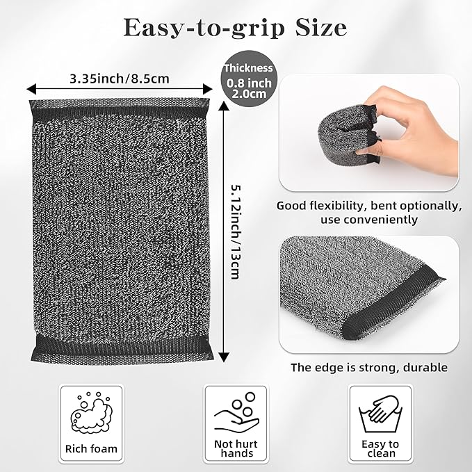 Steel-Wool Dish Sponges Kitchen Scrubbers - 6 Pack Non Scratch Heavy Duty Premium Scrub Sponges，Reusable Multipurpose Metal Cleans for Washing Dishes，Pots and Pans，Household Cleaning，Bathroom（Black）