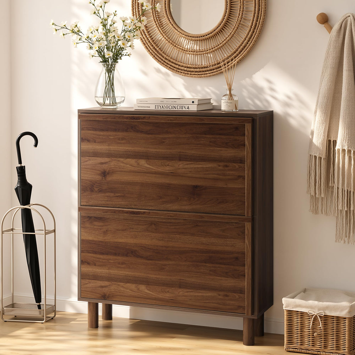 Shoe Cabinet with 2 Flip Drawers, 31.5" Narrow Shoe - Image 1