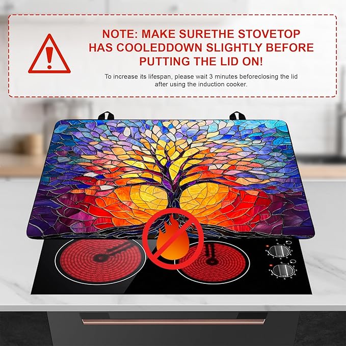 Stove Top Cover Retro Flower Gas Stove Top Cover for Home Decoration Kitchen Pad Non-Stick Washable Cooktop Covers Countertop Protector Keep Stove Clean 28"x20" (Tree of Life-2)