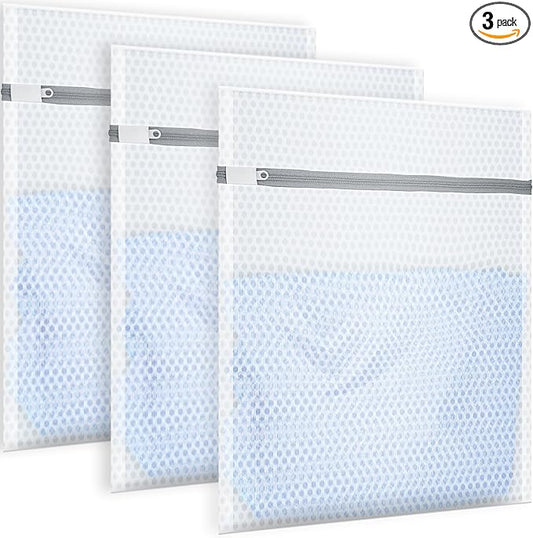 3Pcs Honeycomb Mesh Laundry Bags for Delicates, 12 x 16 inches Lingerie Bags for Washing Delicates(3 Medium)