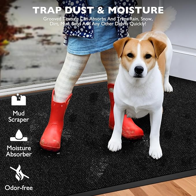 Custom Size Extra Large Front Door Mat, 4FT x 55FT Indoor Outdoor Entrance Commercial Floor Mat, Heavy Duty Dirt Trapper Doormat for Entryway Welcome Mat, Low Profile, Non-Slip, Waterproof