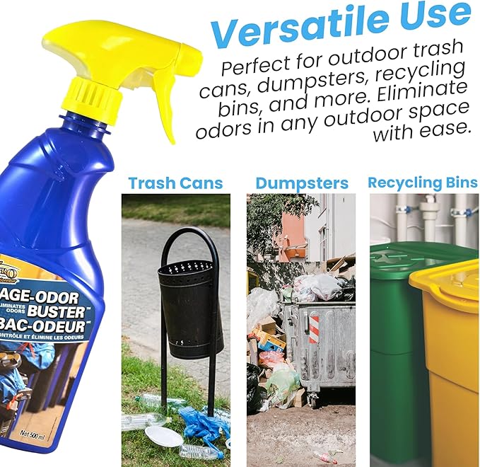 Surf-Pro Outdoor Trash Can Odor Eliminator Spray, 500ml (16.9 oz), Long-Lasting Fresh Scent Deodorizer for Garbage, Compost & Pet Waste Bins