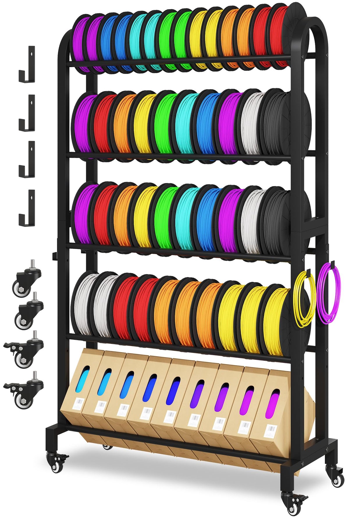 3D Printer Filament Storage Rack with Wheels, 5-Tier - Image 1