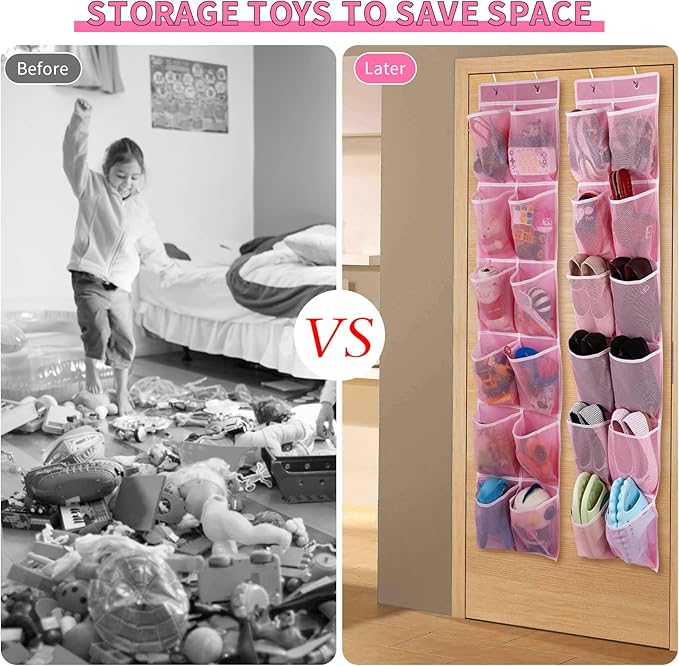 Over the Door Hanging Shoe Organizer, 12 Large Pockets, 2-Pack